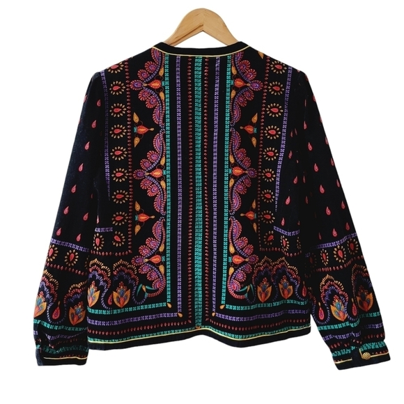 Vintage Saxton Hall Velvet Ethnic Print Jacket - Picture 2 of 10